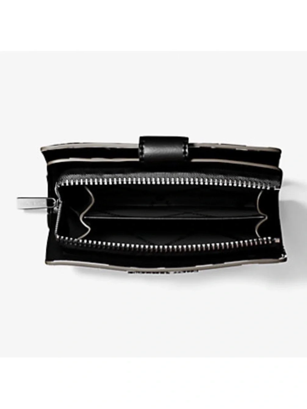 Michael Kors Black & White Floral Card Holder Wallet